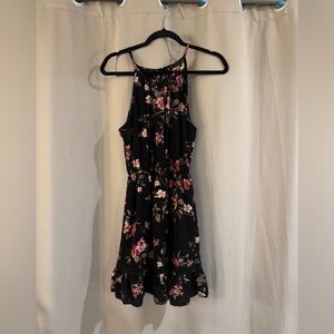 Scobe  Floral Black Sleeveless Dress